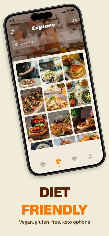 Explore and search recipes, with vegan, gluten-free and keto options.